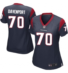Women's Nike Houston Texans #70 Julien Davenport Game Navy Blue Team Color NFL Jersey