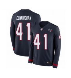 Youth Nike Houston Texans #41 Zach Cunningham Limited Navy Blue Therma Long Sleeve NFL Jersey