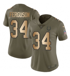 Women's Nike Indianapolis Colts #34 Josh Ferguson Limited Olive/Gold 2017 Salute to Service NFL Jersey