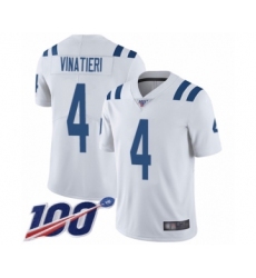 Men's Indianapolis Colts #4 Adam Vinatieri White Vapor Untouchable Limited Player 100th Season Football Jersey
