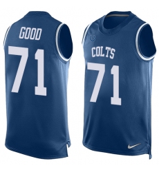 Men's Nike Indianapolis Colts #71 Denzelle Good Limited Royal Blue Player Name & Number Tank Top NFL Jersey