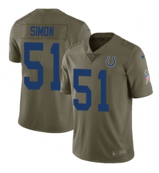Men's Nike Indianapolis Colts #51 John Simon Limited Olive 2017 Salute to Service NFL Jersey