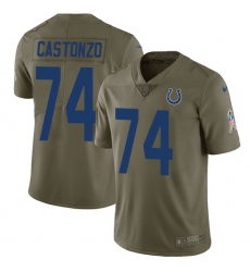 Men's Nike Indianapolis Colts #74 Anthony Castonzo Limited Olive 2017 Salute to Service NFL Jersey