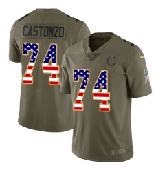 Youth Nike Indianapolis Colts #74 Anthony Castonzo Limited Olive/USA Flag 2017 Salute to Service NFL Jersey