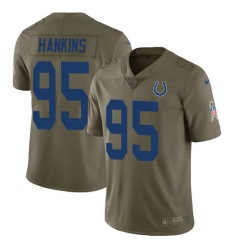 Youth Nike Indianapolis Colts #95 Johnathan Hankins Limited Olive 2017 Salute to Service NFL Jersey
