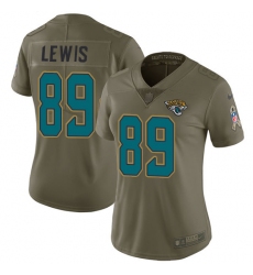 Women's Nike Jacksonville Jaguars #89 Marcedes Lewis Limited Olive 2017 Salute to Service NFL Jersey