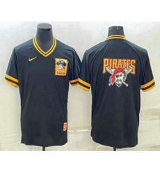 Men's Pittsburgh Pirates Big Logo Black Nike Cooperstown Collection Legend V Neck Jersey