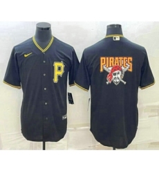 Men's Pittsburgh Pirates Big Logo Black Stitched MLB Cool Base Nike Jersey