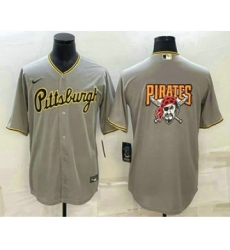 Men's Pittsburgh Pirates Big Logo Grey Stitched MLB Cool Base Nike Jersey