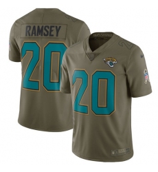 Youth Nike Jacksonville Jaguars #20 Jalen Ramsey Limited Olive 2017 Salute to Service NFL Jersey