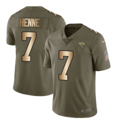 Youth Nike Jacksonville Jaguars #7 Chad Henne Limited Olive/Gold 2017 Salute to Service NFL Jersey