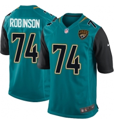 Men's Nike Jacksonville Jaguars #74 Cam Robinson Game Teal Green Team Color NFL Jersey