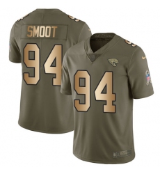 Men's Nike Jacksonville Jaguars #94 Dawuane Smoot Limited Olive/Gold 2017 Salute to Service NFL Jersey