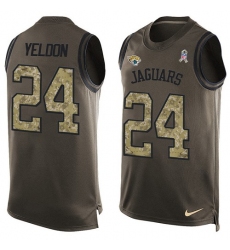 Men's Nike Jacksonville Jaguars #24 T.J. Yeldon Limited Green Salute to Service Tank Top NFL Jersey