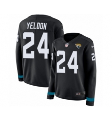 Women's Nike Jacksonville Jaguars #24 T.J. Yeldon Limited Black Therma Long Sleeve NFL Jersey