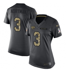 Women's Nike Jacksonville Jaguars #3 Brad Nortman Limited Black 2016 Salute to Service NFL Jersey