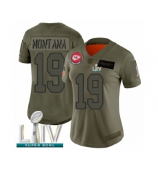 Women's Kansas City Chiefs #19 Joe Montana Limited Olive 2019 Salute to Service Super Bowl LIV Bound Football Jersey