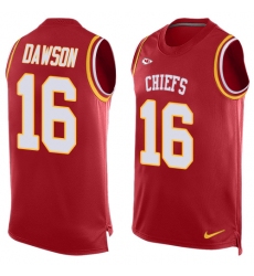 Men's Nike Kansas City Chiefs #16 Len Dawson Limited Red Player Name & Number Tank Top NFL Jersey