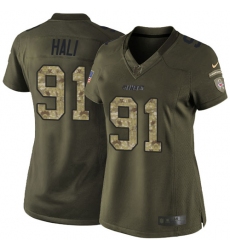 Women's Nike Kansas City Chiefs #91 Tamba Hali Elite Green Salute to Service NFL Jersey