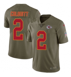 Men's Nike Kansas City Chiefs #2 Dustin Colquitt Limited Olive 2017 Salute to Service NFL Jersey