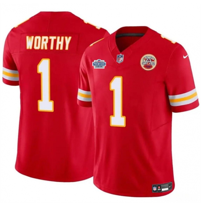 Men’s Kansas City Chiefs #1 Xavier Worthy Red F.U.S.E With Draft Vapor Untouchable Limited Stitched Football Jersey