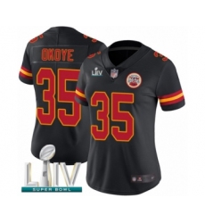 Women's Kansas City Chiefs #35 Christian Okoye Limited Black Rush Vapor Untouchable Super Bowl LIV Bound Football Jersey