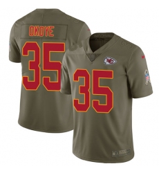 Youth Nike Kansas City Chiefs #35 Christian Okoye Limited Olive 2017 Salute to Service NFL Jersey