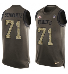 Men's Nike Kansas City Chiefs #71 Mitchell Schwartz Limited Green Salute to Service Tank Top NFL Jersey